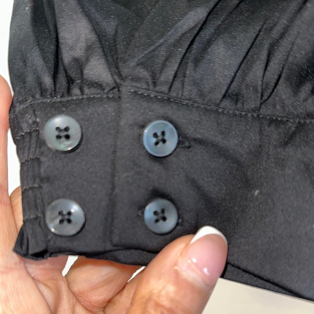 Black Button Down Shirt with Lace Sleeves - Picture 5 of 7